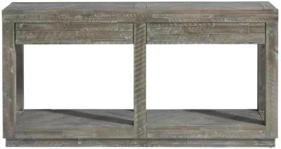 Herringbone Solid Wood Two Drawer Console in Rustic Latte