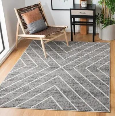 ADIRONDACK Contemporary Dark Grey / Ivory 6' X 6' Square Powerloomed Rug