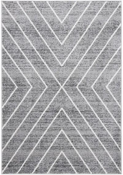 ADIRONDACK Contemporary Dark Grey / Ivory 6' X 6' Square Powerloomed Rug