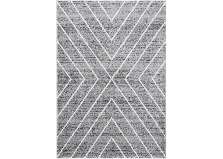 ADIRONDACK Contemporary Dark Grey / Ivory 6' X 6' Square Powerloomed Rug