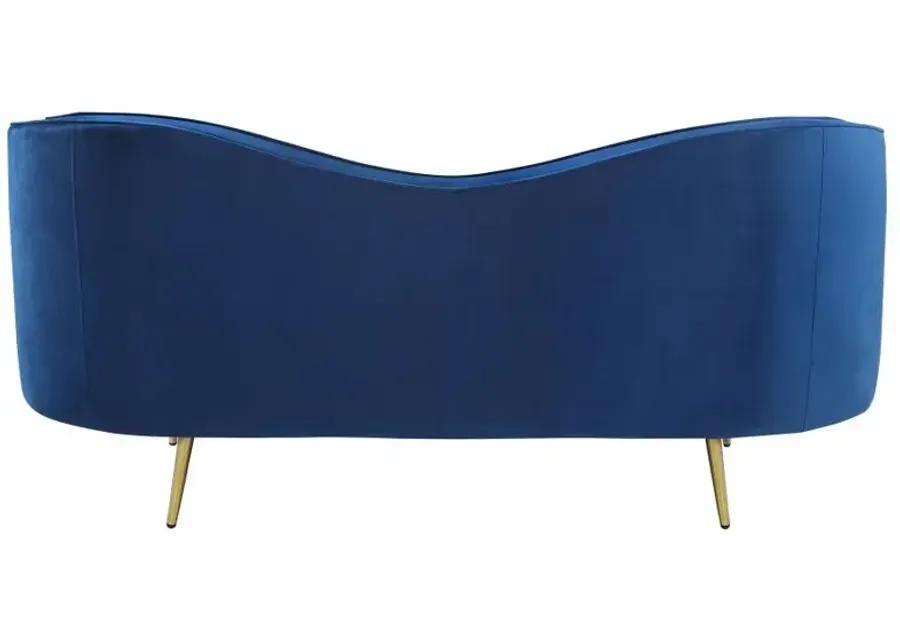 Sophia Upholstered Camel Back Loveseat Blue