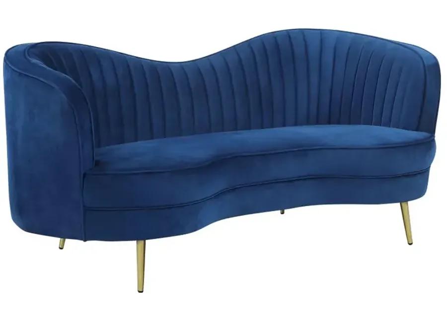 Sophia Upholstered Camel Back Loveseat Blue