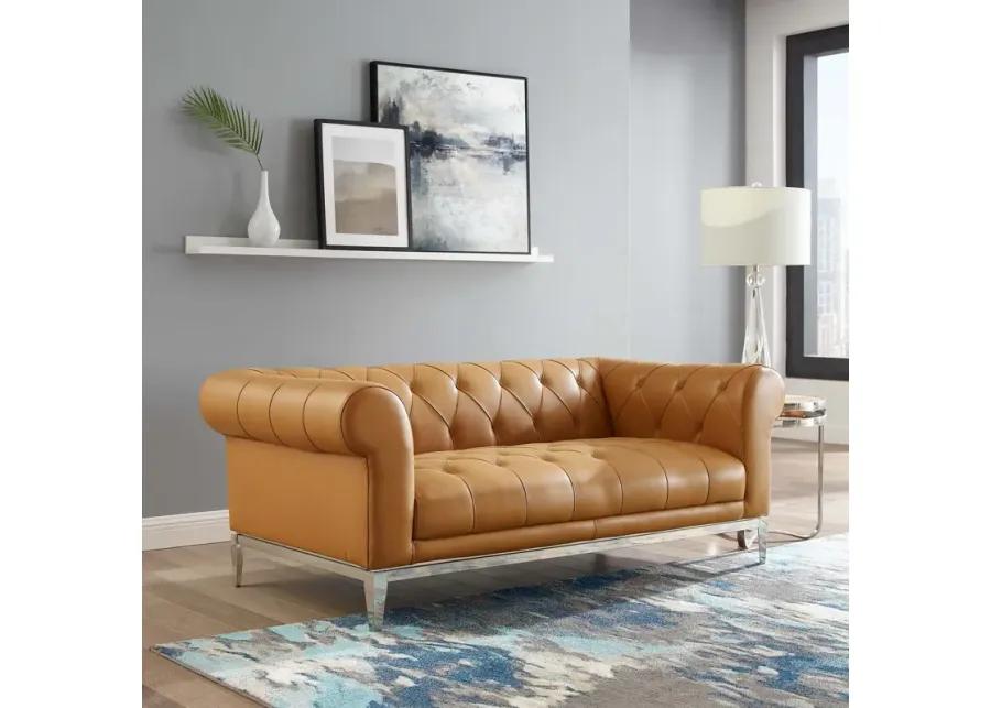 Idyll Tufted Button Upholstered Leather Chesterfield Loveseat