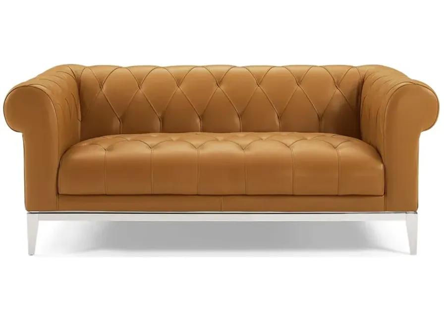 Idyll Tufted Button Upholstered Leather Chesterfield Loveseat