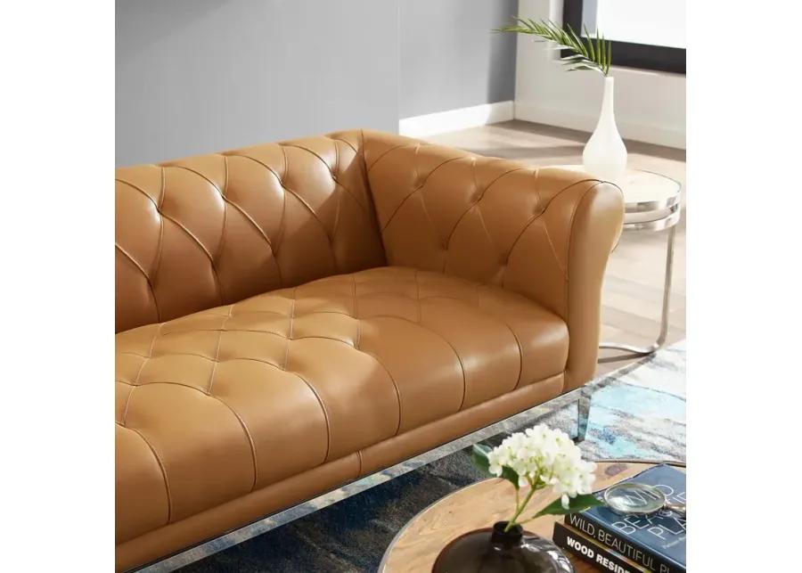 Idyll Tufted Button Upholstered Leather Chesterfield Loveseat