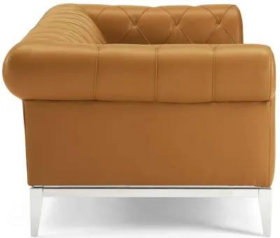 Idyll Tufted Button Upholstered Leather Chesterfield Loveseat