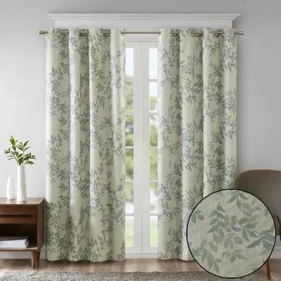 SunSmart Julie Aqua Printed Botanical Blackout Curtain Panel