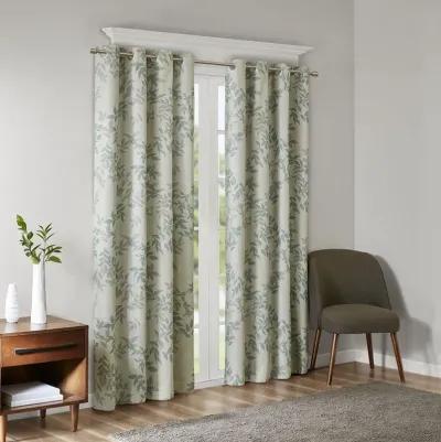 SunSmart Julie Aqua Printed Botanical Blackout Curtain Panel