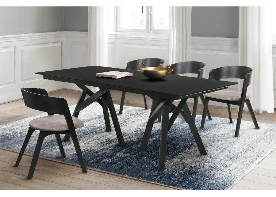 Cortina and Jackie 5 Piece Black Rectangular Dining Set