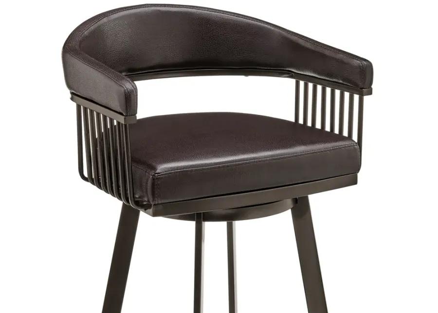 Bronson 25" Counter Height Swivel Bar Stool in Java Brown Finish and Chocolate Faux Leather