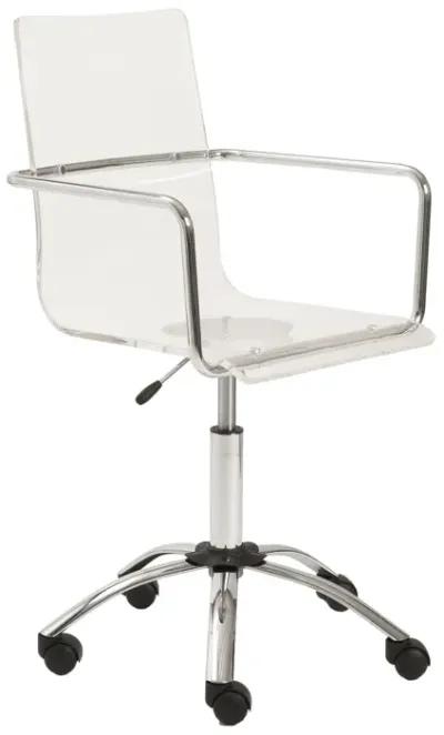 Chloe Office Chair in Clear with Chromed Steel Base