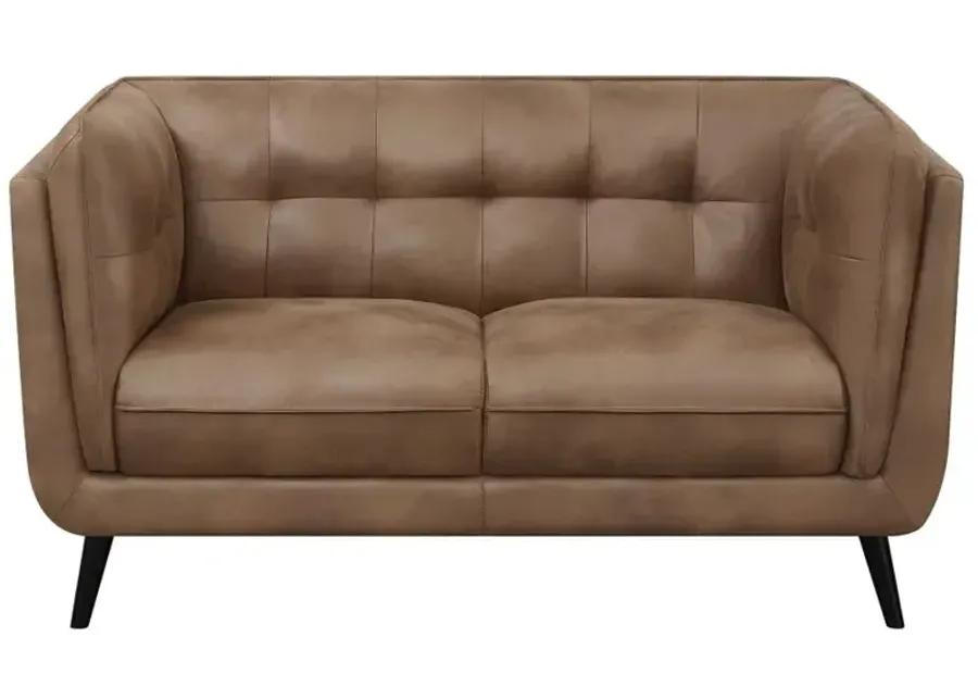 Abby Upholstered Button Tufted Loveseat