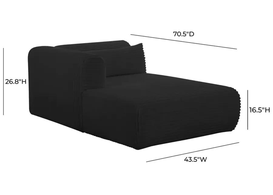 Tarra Fluffy Oversized Black Corduroy Modular LAF Chaise