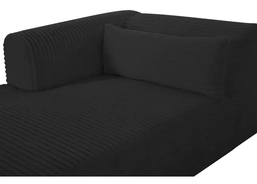 Tarra Fluffy Oversized Black Corduroy Modular LAF Chaise