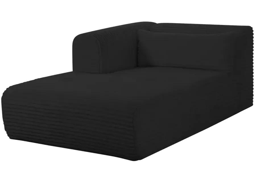 Tarra Fluffy Oversized Black Corduroy Modular LAF Chaise