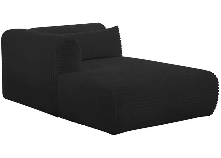 Tarra Fluffy Oversized Black Corduroy Modular LAF Chaise