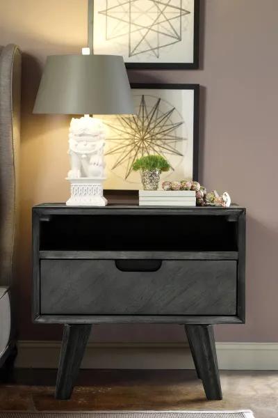 Mohave Mid-Century Tundra Gray Acacia Single Drawer Night Stand