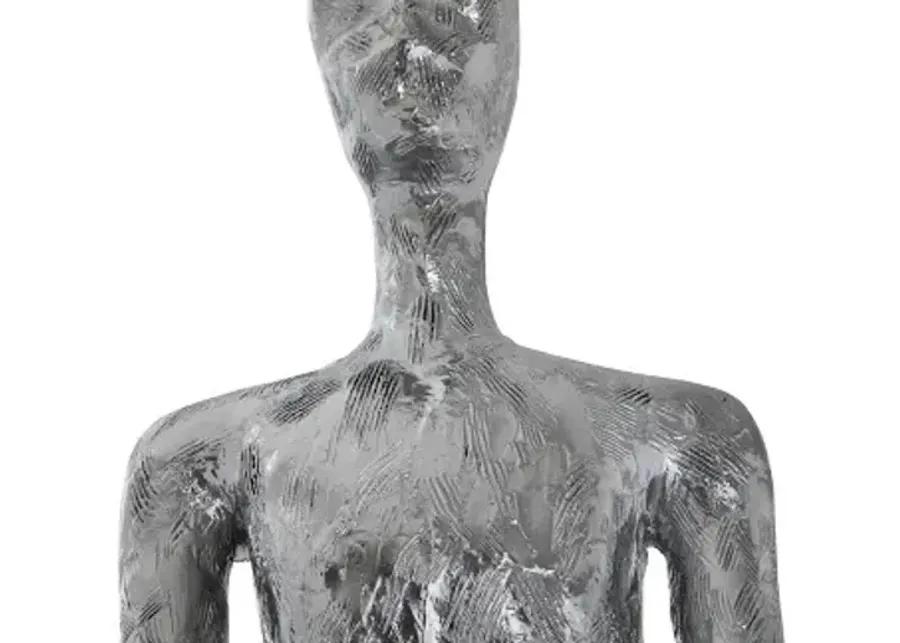 lloyd sculpture, resin, liquid silver