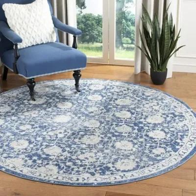 Brentwood 896 Navy / Creme 3' X 3' Round Round Powerloomed Rug