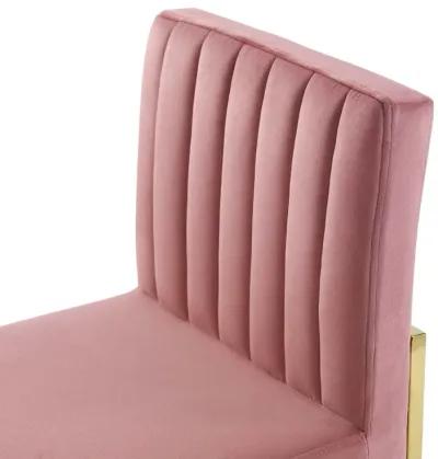 Carriage Channel Tufted Sled Base Performance Velvet Dining Chair