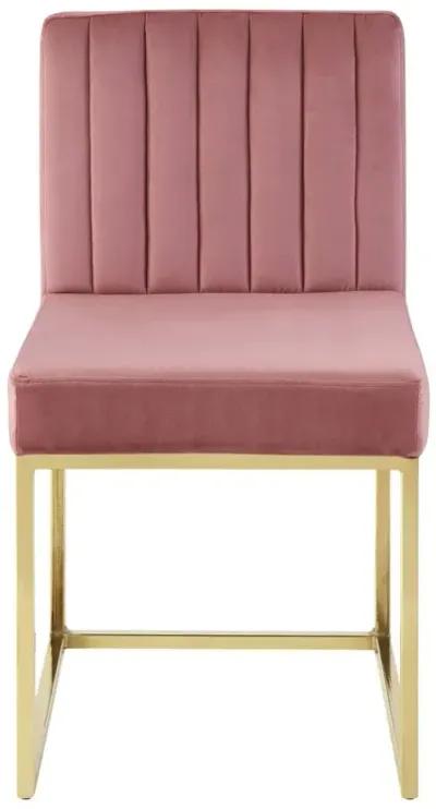 Carriage Channel Tufted Sled Base Performance Velvet Dining Chair