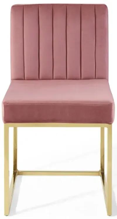 Carriage Channel Tufted Sled Base Performance Velvet Dining Chair