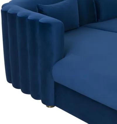 Callie Navy Velvet Sectional - Left Arm