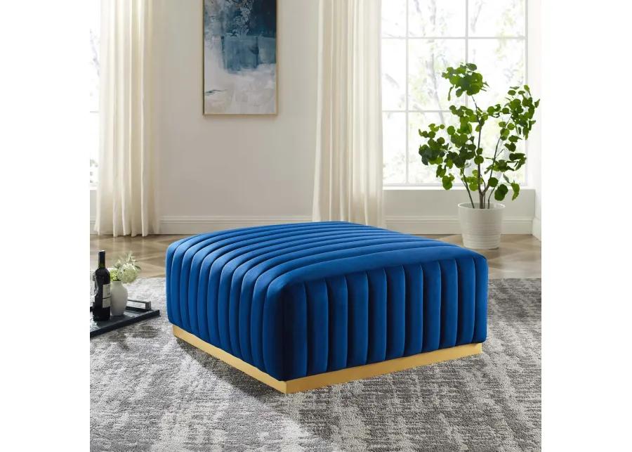 Conjure Channel Tufted Performance Velvet Ottoman