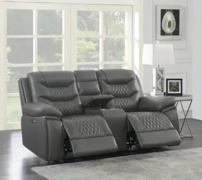 Flamenco Tufted Upholstered Power Loveseat with Console Charcoal