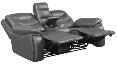 Flamenco Tufted Upholstered Power Loveseat with Console Charcoal