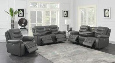 Flamenco Tufted Upholstered Power Loveseat with Console Charcoal