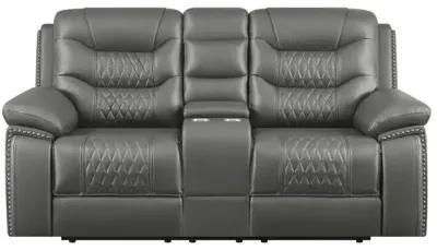 Flamenco Tufted Upholstered Power Loveseat with Console Charcoal