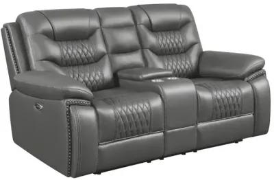 Flamenco Tufted Upholstered Power Loveseat with Console Charcoal