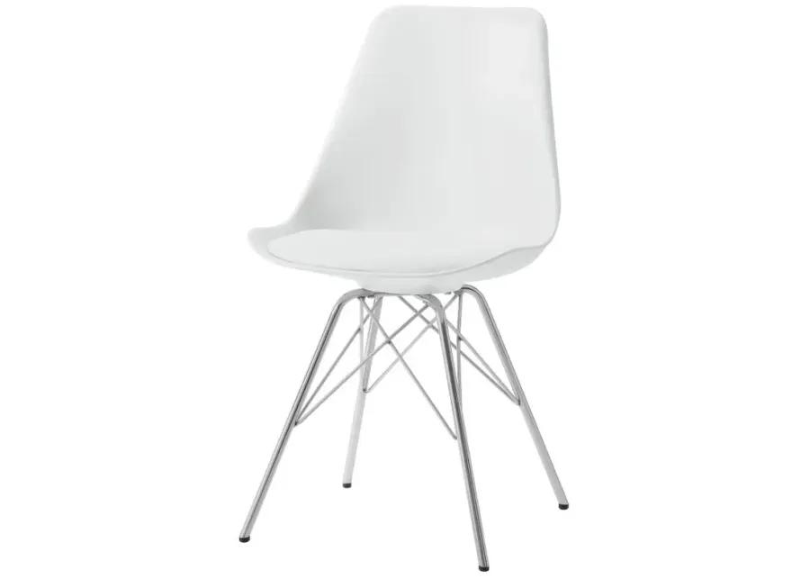 Leitrim Armless Dining Chairs White And Chrome (Set of 2)