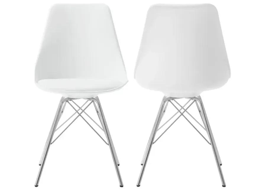 Leitrim Armless Dining Chairs White And Chrome (Set of 2)