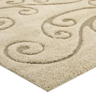 Jubilant Sprout Scrolling Vine 8x10 Shag Area Rug