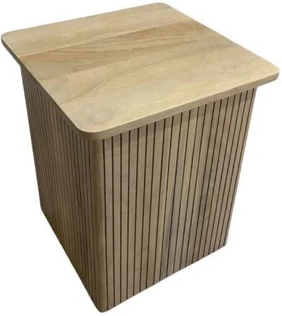 20" Square Ribbed Accent Table, Natural