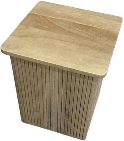 20" Square Ribbed Accent Table, Natural