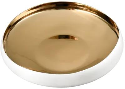 Greer Bowl  -  Low White and Gold Glazed - Set of 2