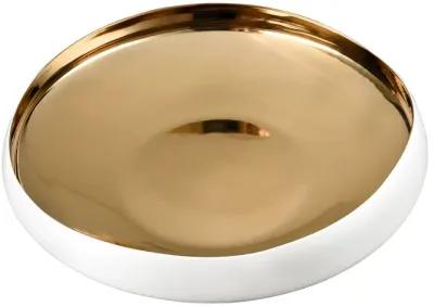 Greer Bowl  -  Low White and Gold Glazed - Set of 2