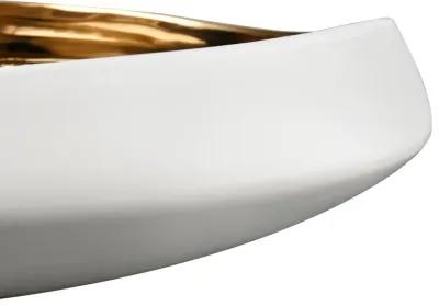 Greer Bowl  -  Low White and Gold Glazed - Set of 2