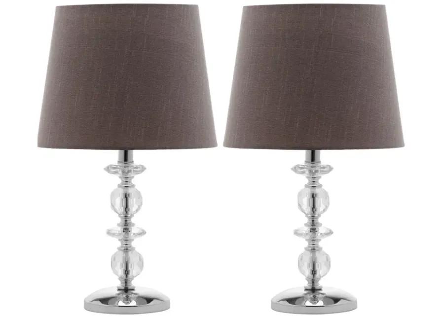 Derry 15-Inch H Stacked Crystal Dark Grey Lamp - Set of 2