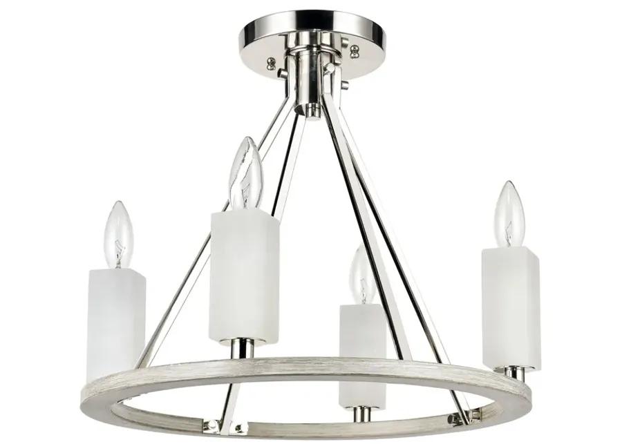 White Stone 18" Wide 4-Light Semi Flush Mount - Polished Nickel