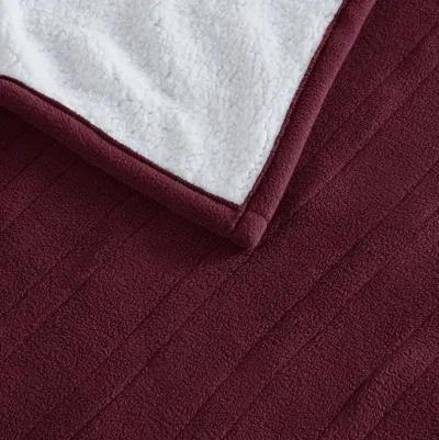 Serta Fleece to Sherpa Burgundy Heated Blanket