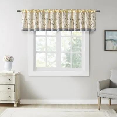 Madison Park Serene Yellow Embroidered Window Valance