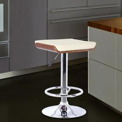 Java Barstool in Chrome finish with Walnut wood and Cream Faux Leather