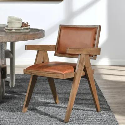 Dolton Top Grain Leather Arm Chair in Tan