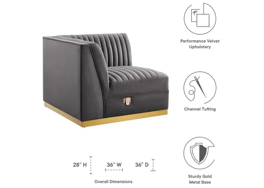 Sanguine Channel Tufted Performance Velvet Modular Sectional Sofa Left Corner Chair