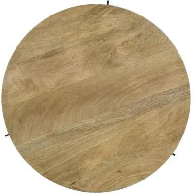 Pilar Round Solid Wood Top Coffee Table Natural and Black