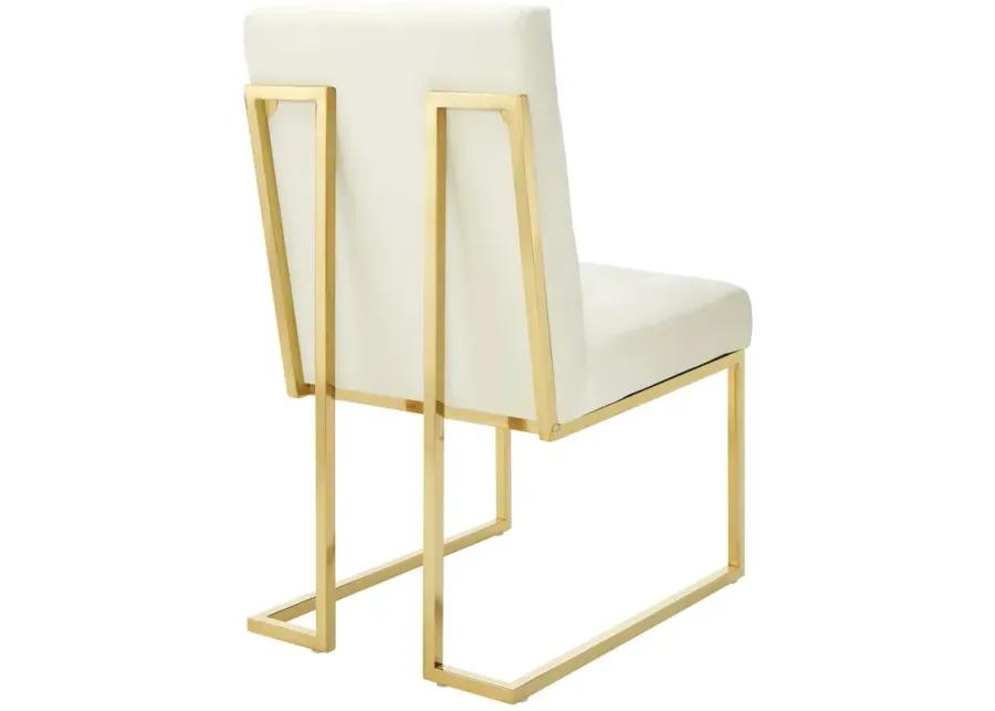 Privy Gold Stainless Steel Performance Velvet Dining Chair Set of 2